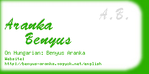 aranka benyus business card